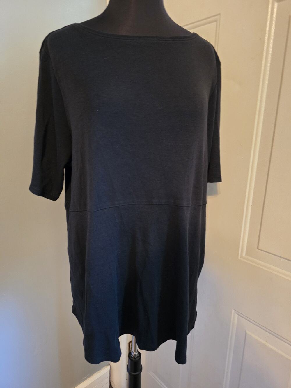 Pure J. Jill Curved Seam Tunic Shirttail Tee Size 2X Petite Black Pima Cotton